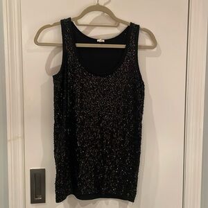 J Crew Black Sequined Cotton Blouse - Size S